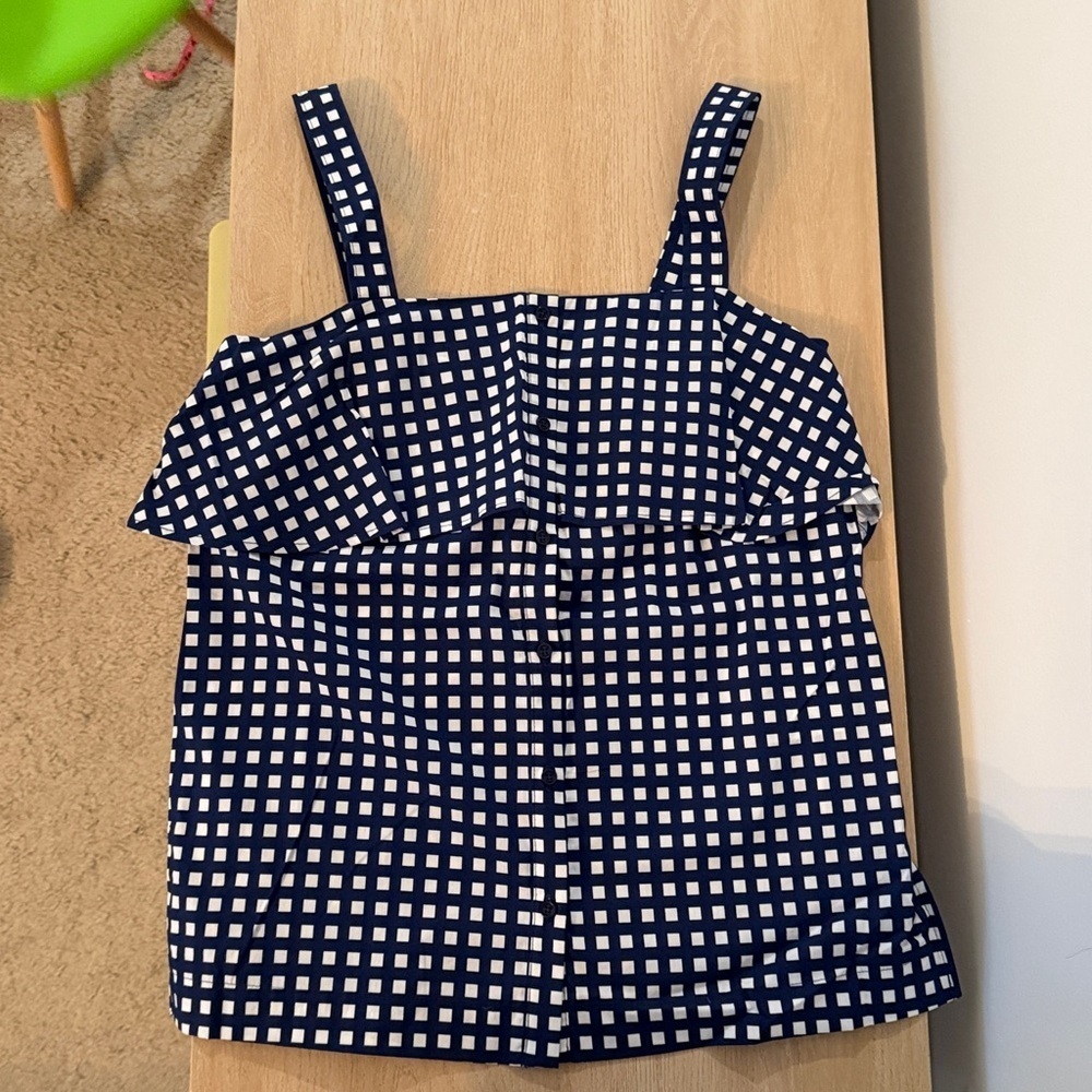Michael Kors Blue and White Patterned Top